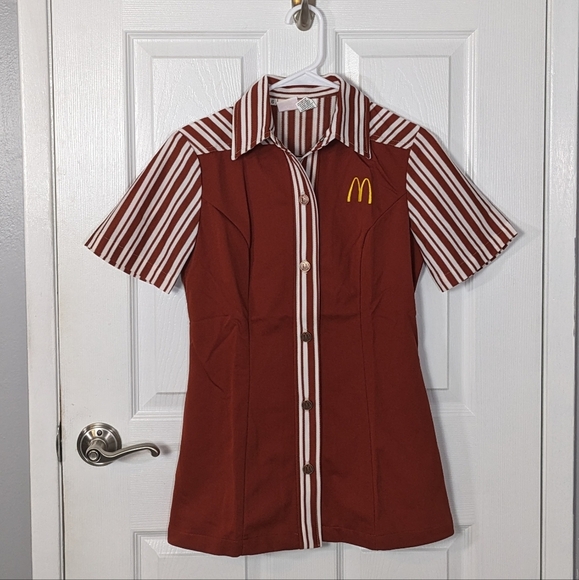 McDonald's Tops - Rare Vintage 70s McDonald's Deadstock Button Down Rust Uniform Top in Packaging